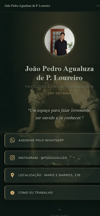 Primeira dobra do site de João Pedro Agualuza